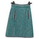 CHANEL Skirt Tweed Green Black CC Auth 133643M-2