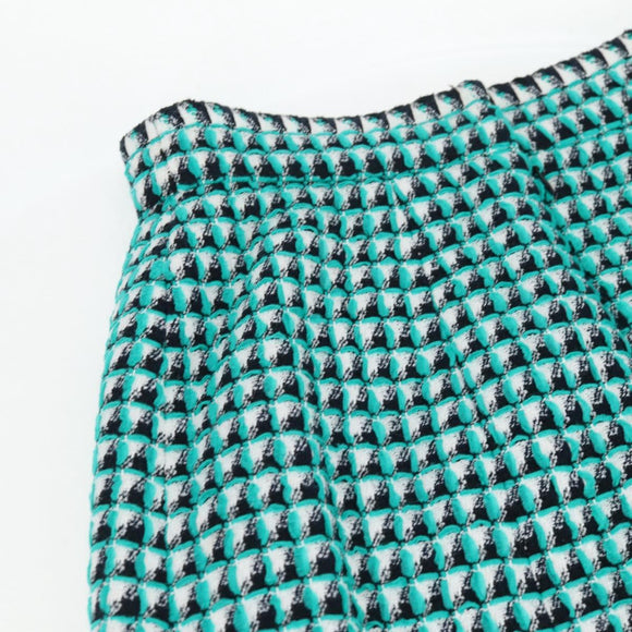 CHANEL Skirt Tweed Green Black CC Auth 133643M
