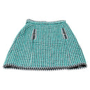 CHANEL Skirt Tweed Green Black CC Auth 133643M-9