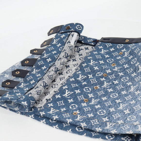 LOUIS VUITTON Monogram Jaguar A line skirt Denim 34 Blue 1A9NK9 LV Auth 133644SAM