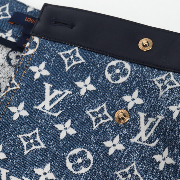 LOUIS VUITTON Monogram Jaguar A line skirt Denim 34 Blue 1A9NK9 LV Auth 133644M