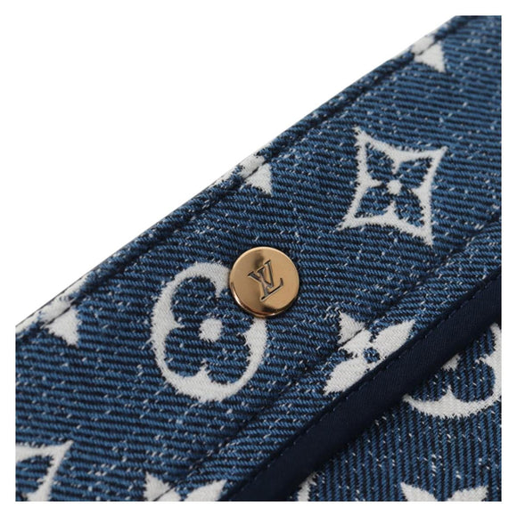 LOUIS VUITTON Monogram Jaguar A line skirt Denim 34 Blue 1A9NK9 LV Auth 133644SAM