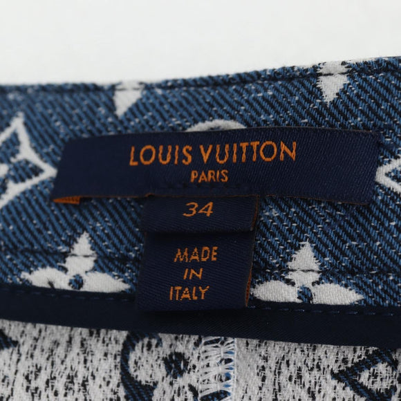 LOUIS VUITTON Monogram Jaguar A line skirt Denim 34 Blue 1A9NK9 LV Auth 133644M
