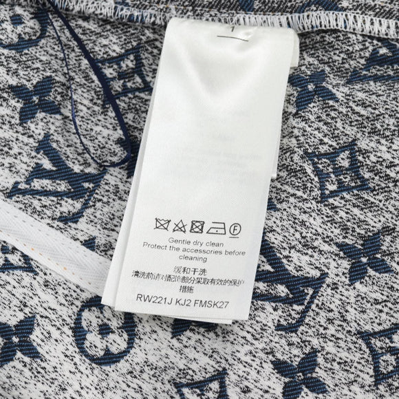 LOUIS VUITTON Monogram Jaguar A line skirt Denim 34 Blue 1A9NK9 LV Auth 133644M