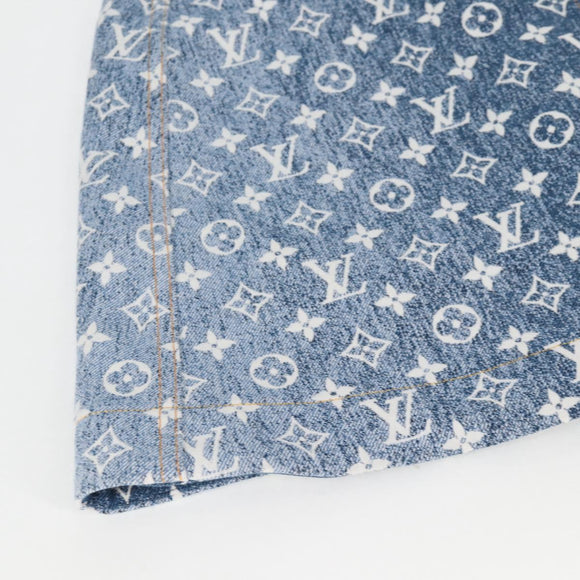 LOUIS VUITTON Monogram Jaguar A line skirt Denim 34 Blue 1A9NK9 LV Auth 133644SAM