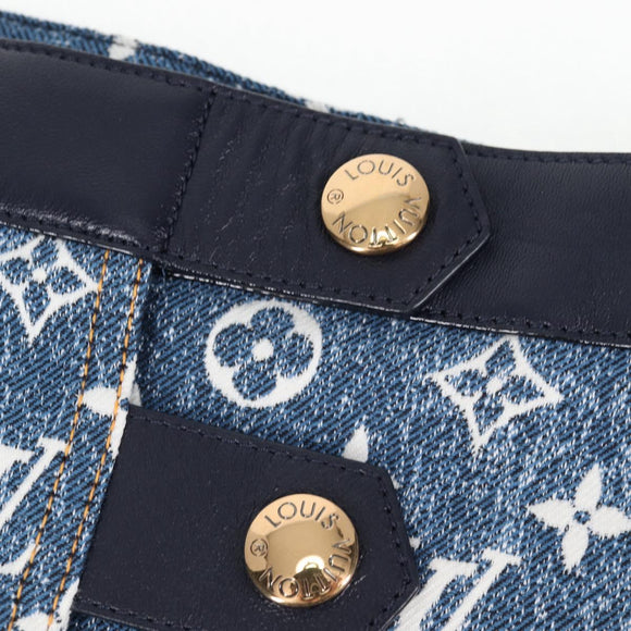 LOUIS VUITTON Monogram Jaguar A line skirt Denim 34 Blue 1A9NK9 LV Auth 133644SAM