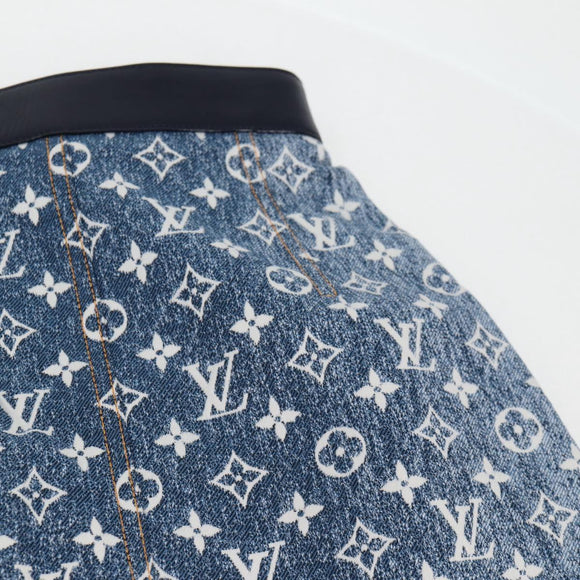 LOUIS VUITTON Monogram Jaguar A line skirt Denim 34 Blue 1A9NK9 LV Auth 133644M