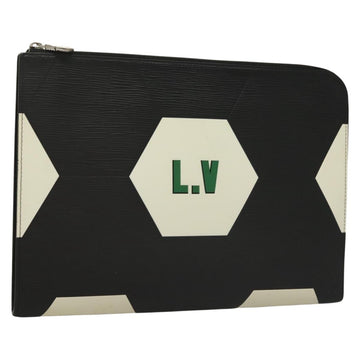 LOUIS VUITTON Epi Pochette Jules GM Clutch Bag Black White M63295 LV Auth 133695