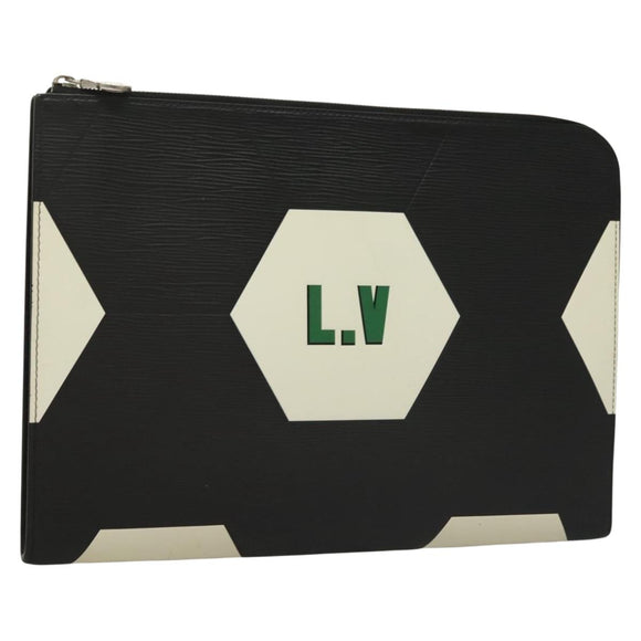 LOUIS VUITTON Epi Pochette Jules GM Clutch Bag Black White M63295 LV Auth 133695