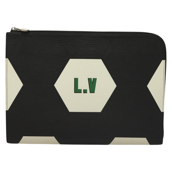 LOUIS VUITTON Epi Pochette Jules GM Clutch Bag Black White M63295 LV Auth 133695