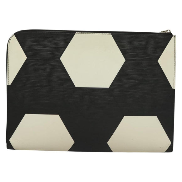 LOUIS VUITTON Epi Pochette Jules GM Clutch Bag Black White M63295 LV Auth 133695