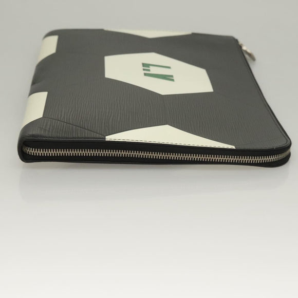 LOUIS VUITTON Epi Pochette Jules GM Clutch Bag Black White M63295 LV Auth 133695