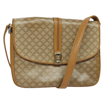 CELINE Macadam Canvas Shoulder Bag PVC Beige Gold Auth 133723