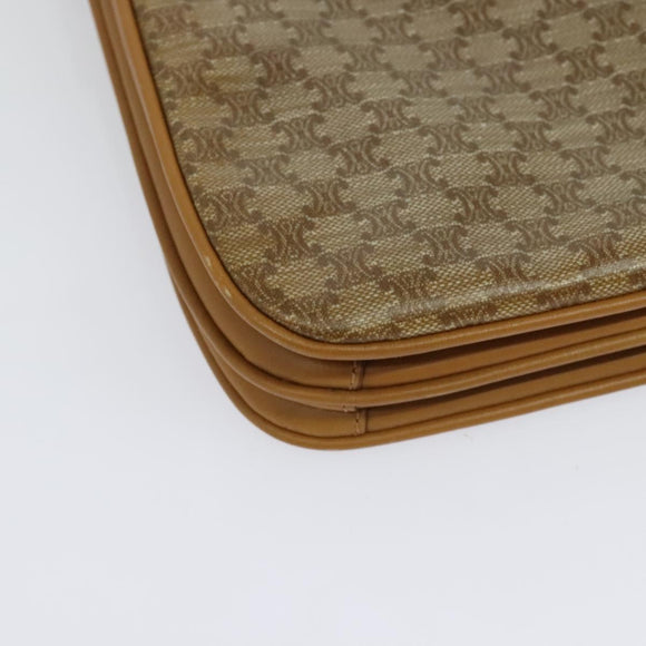 CELINE Macadam Canvas Shoulder Bag PVC Beige Gold Auth 133723