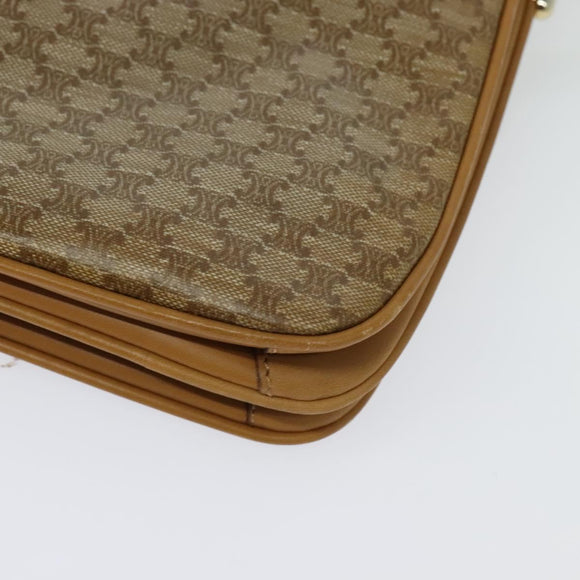CELINE Macadam Canvas Shoulder Bag PVC Beige Gold Auth 133723