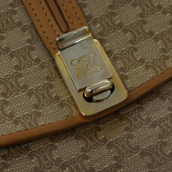 CELINE Macadam Canvas Shoulder Bag PVC Beige Gold Auth 133723