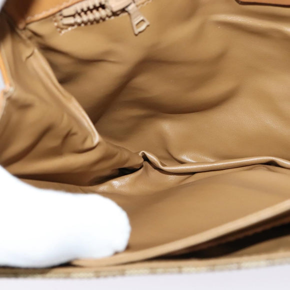 CELINE Macadam Canvas Shoulder Bag PVC Beige Gold Auth 133723