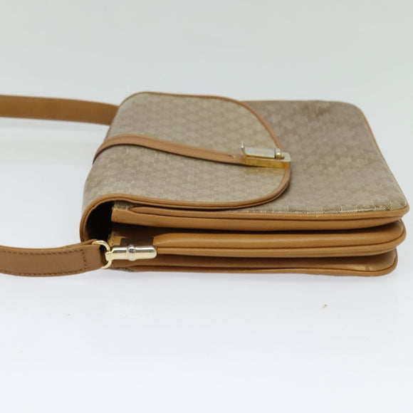 CELINE Macadam Canvas Shoulder Bag PVC Beige Gold Auth 133723