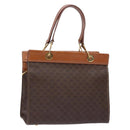 CELINE Macadam Canvas Hand Bag PVC Leather Brown Gold Auth 133724-1