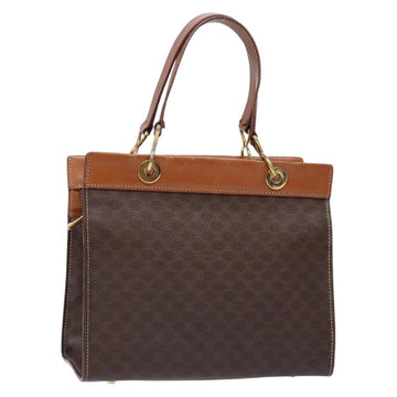 CELINE Macadam Canvas Hand Bag PVC Leather Brown Gold Auth 133724