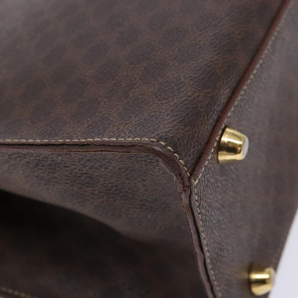 CELINE Macadam Canvas Hand Bag PVC Leather Brown Gold Auth 133724