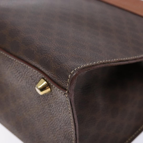 CELINE Macadam Canvas Hand Bag PVC Leather Brown Gold Auth 133724