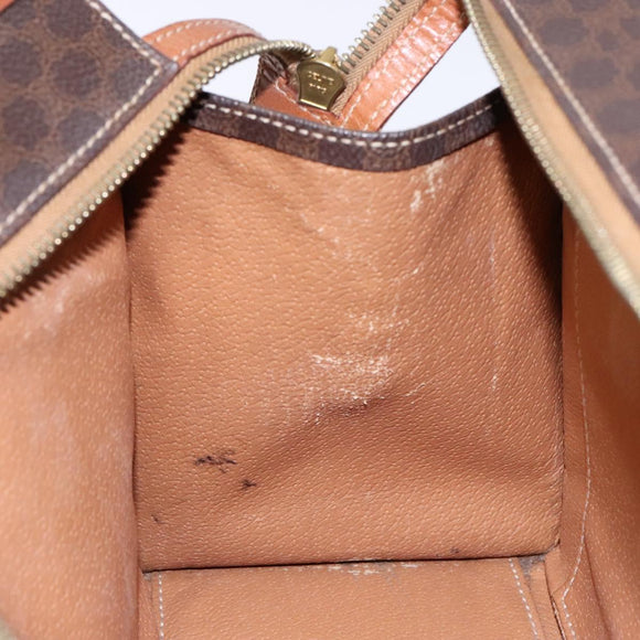 CELINE Macadam Canvas Hand Bag PVC Leather Brown Gold Auth 133724