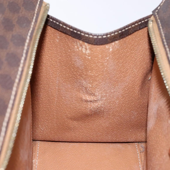 CELINE Macadam Canvas Hand Bag PVC Leather Brown Gold Auth 133724