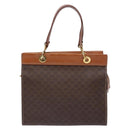 CELINE Macadam Canvas Hand Bag PVC Leather Brown Gold Auth 133724-13