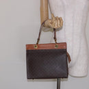 CELINE Macadam Canvas Hand Bag PVC Leather Brown Gold Auth 133724-22