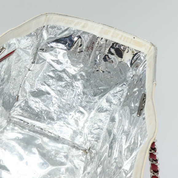 CHANEL Chain Tote Bag No5 Canvas Ivory Silver CC Auth 133727