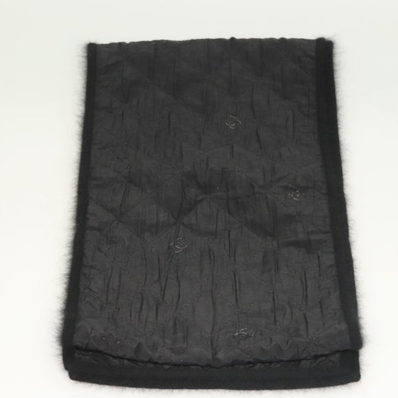 CHANEL Matelasse Scarf Wool Black CC Auth 133729