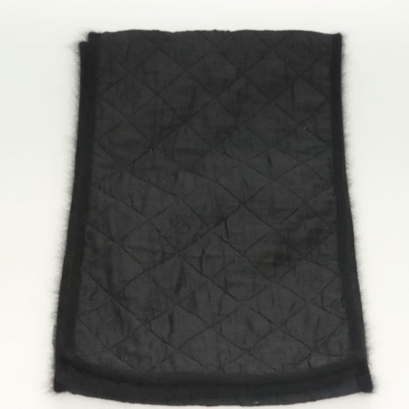 CHANEL Matelasse Scarf Wool Black CC Auth 133729