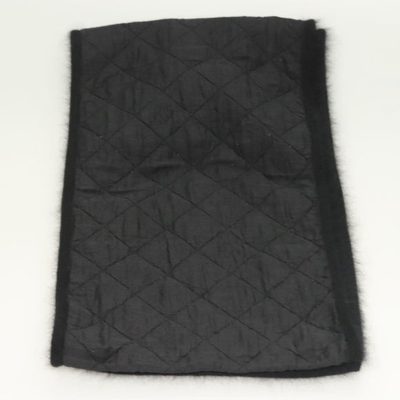CHANEL Matelasse Scarf Wool Black CC Auth 133729