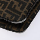 FENDI Zucca Canvas Shoulder Bag Black Brown Silver Auth 133732-15