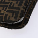 FENDI Zucca Canvas Shoulder Bag Black Brown Silver Auth 133732-17