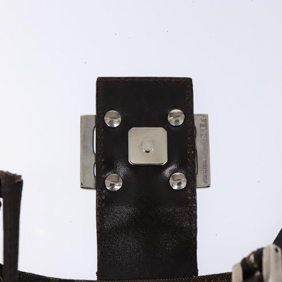 FENDI Zucca Canvas Shoulder Bag Black Brown Silver Auth 133732