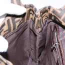 FENDI Zucca Canvas Shoulder Bag Black Brown Silver Auth 133732-22