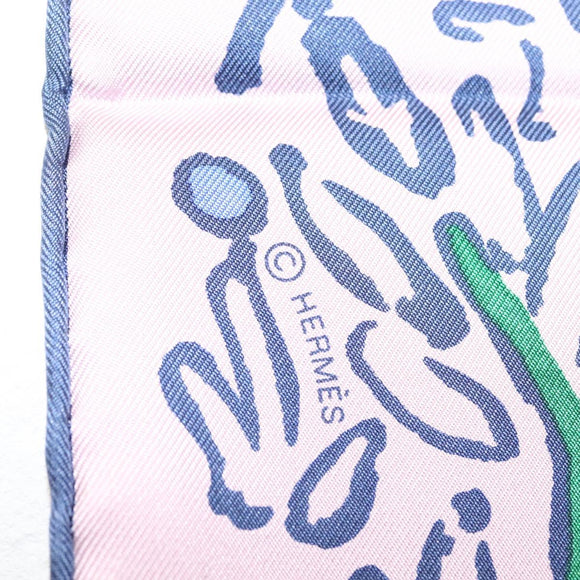 HERMES Carre 90 Scarf ""ISOLA DI PRIMAVERA"" Silk Pink Auth 133737