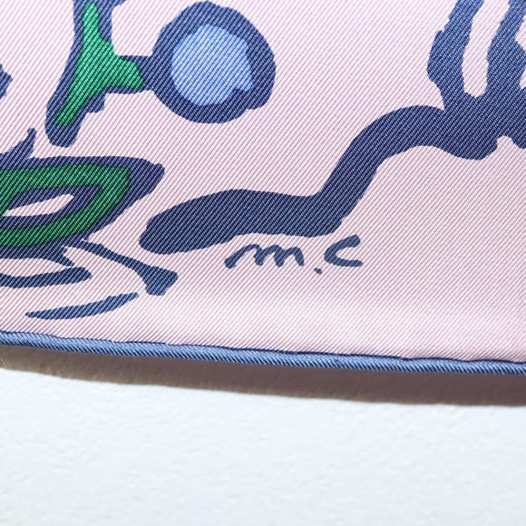HERMES Carre 90 Scarf ""ISOLA DI PRIMAVERA"" Silk Pink Auth 133737