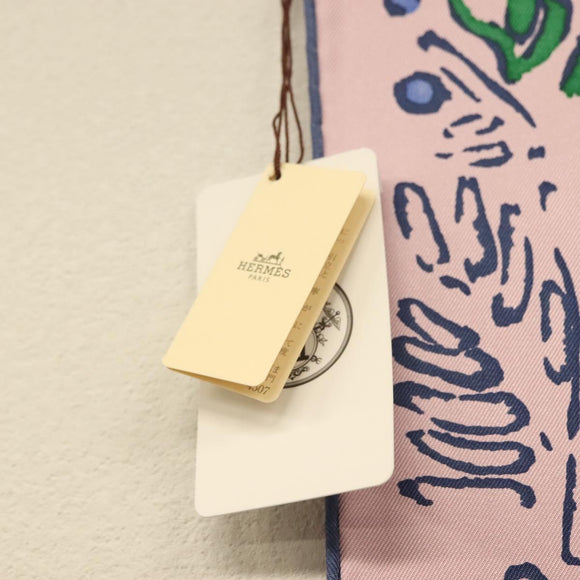 HERMES Carre 90 Scarf ""ISOLA DI PRIMAVERA"" Silk Pink Auth 133737