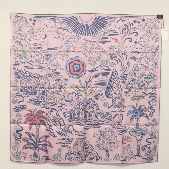 HERMES Carre 90 Scarf ""ISOLA DI PRIMAVERA"" Silk Pink Auth 133737