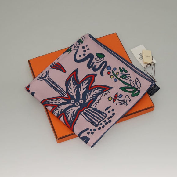HERMES Carre 90 Scarf ""ISOLA DI PRIMAVERA"" Silk Pink Auth 133737