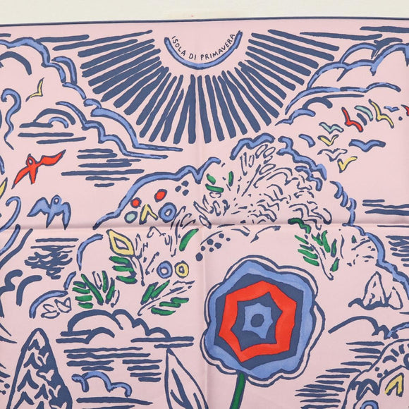 HERMES Carre 90 Scarf ""ISOLA DI PRIMAVERA"" Silk Pink Auth 133737