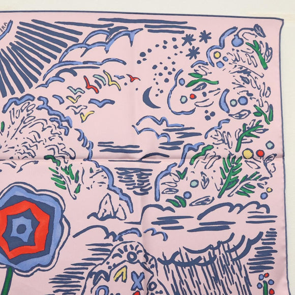 HERMES Carre 90 Scarf ""ISOLA DI PRIMAVERA"" Silk Pink Auth 133737