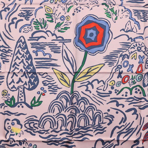 HERMES Carre 90 Scarf ""ISOLA DI PRIMAVERA"" Silk Pink Auth 133737