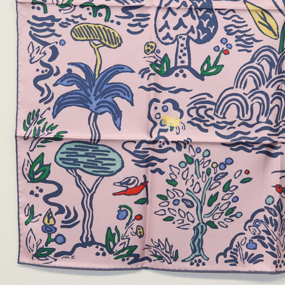 HERMES Carre 90 Scarf ""ISOLA DI PRIMAVERA"" Silk Pink Auth 133737