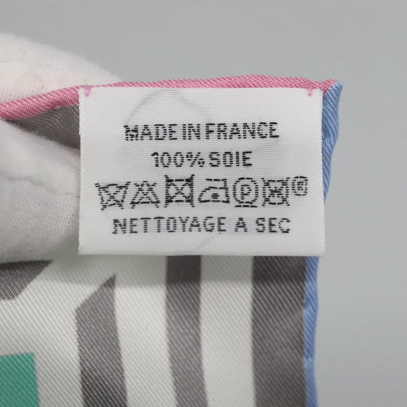 HERMES Carre 90 Scarf ""18-3-7"" Silk Gray Auth 133739