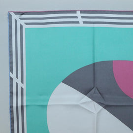 HERMES Carre 90 Scarf ""18-3-7"" Silk Gray Auth 133739 - 0