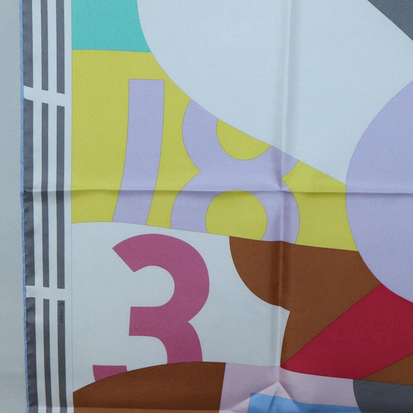 HERMES Carre 90 Scarf ""18-3-7"" Silk Gray Auth 133739